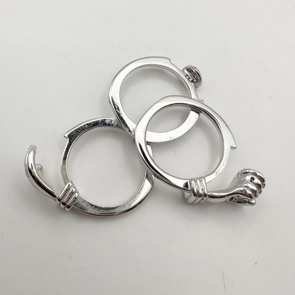 Sterling Silver Holding Hands GIMMEL Ring Love Friendship Marriage Heart Sz 5.75 - Picture 6 of 13